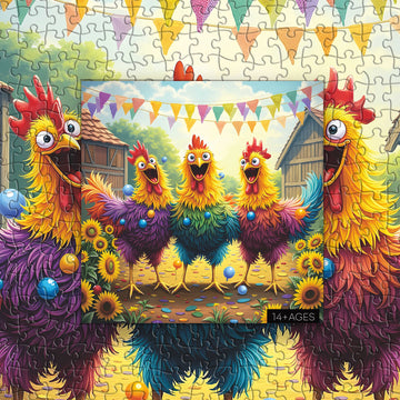 Happy Rooster Party Jigsaw Puzzle 1000 pezzi